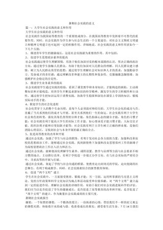 暑期社会实践的意义精选 