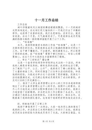 十一月工作总结