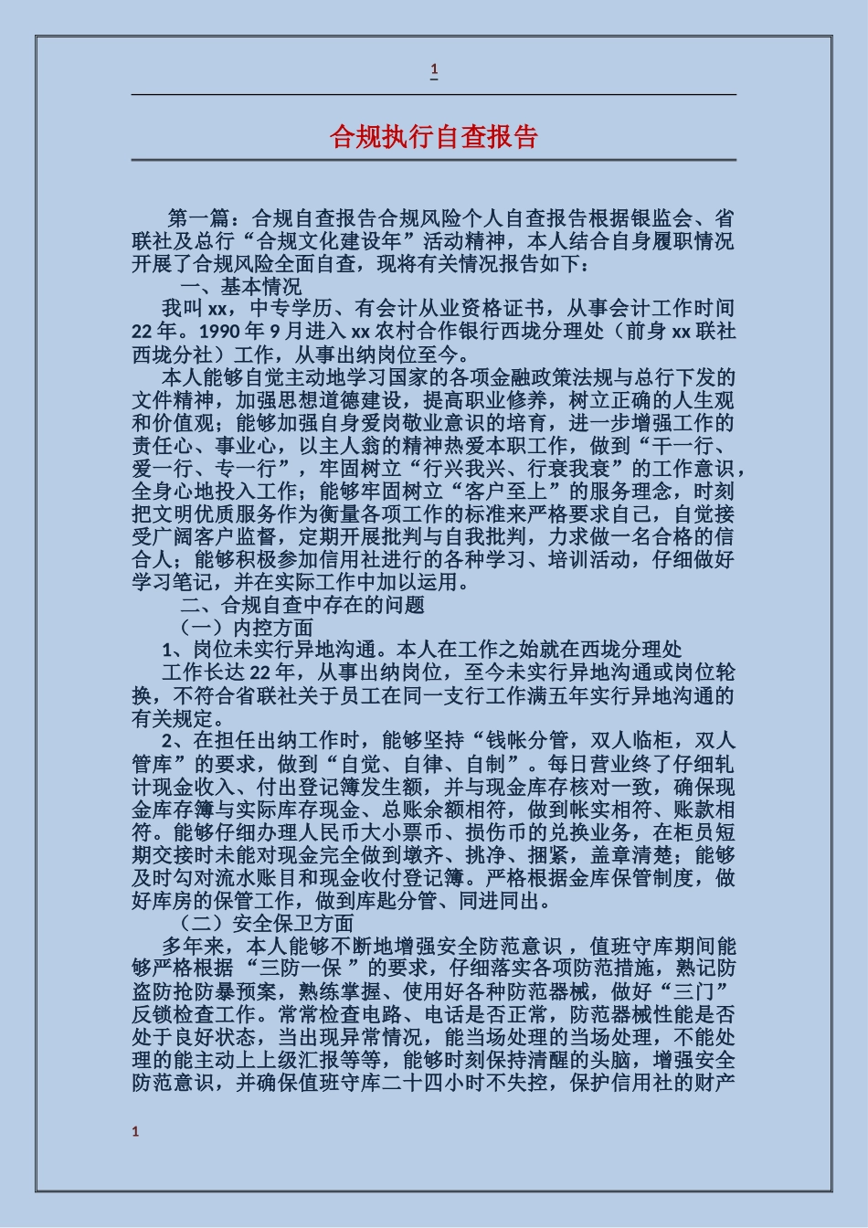 合规执行自查报告_第1页