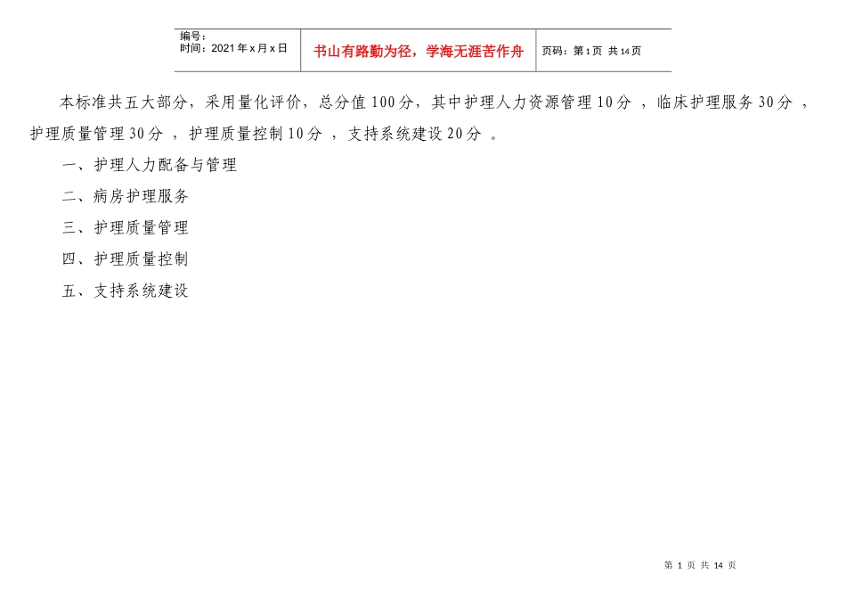 山东省优质规范护理服务病房评价细则（试行）_第2页
