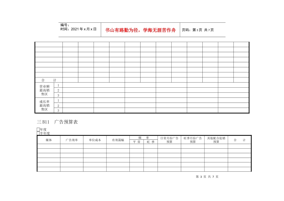 企业管理表格 营销管理B横表格_第3页