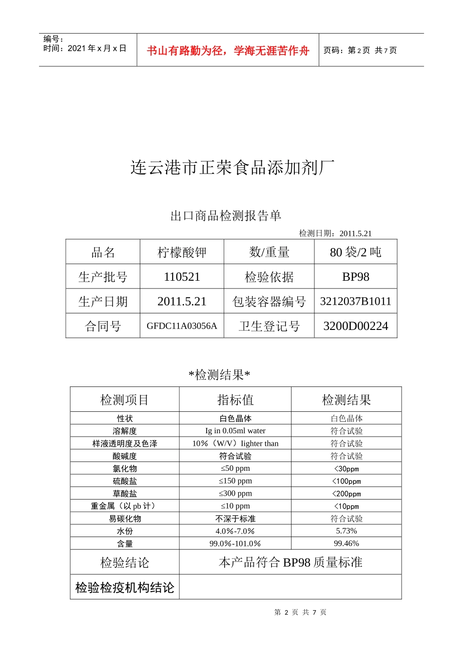 出口商品检测报告_第2页