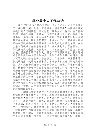 就业局个人工作总结
