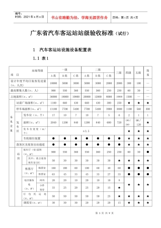 广东省汽车客运站站级验收标准(试行)