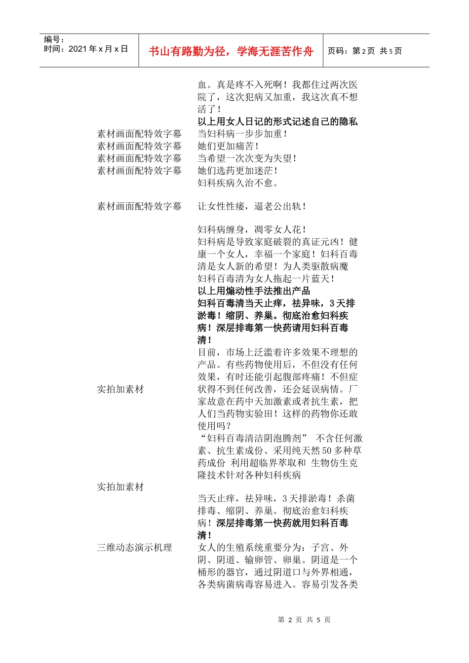 妇科百毒清电视广告文案_第2页