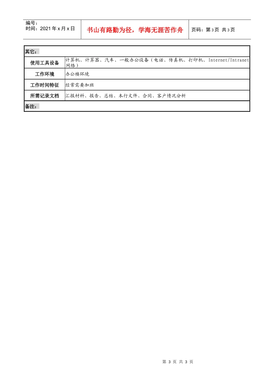 商业银行客户经理职务说明书_第3页