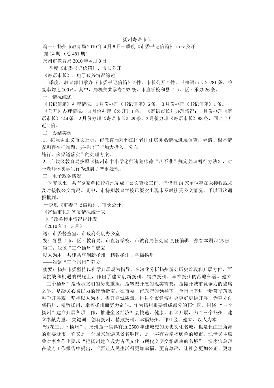 扬州寄语市长 _第1页