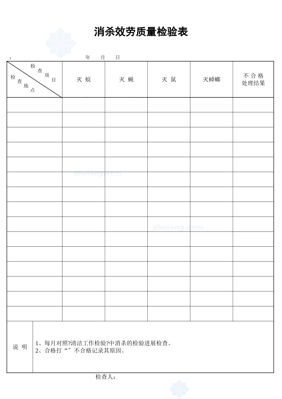 消杀服务质量检验表_secret_第1页