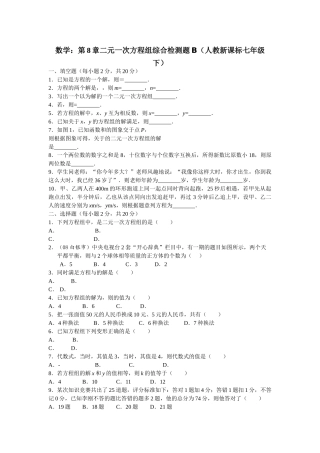 数学七年级下人教新课标第八章二元一次方程组综合检测题2 