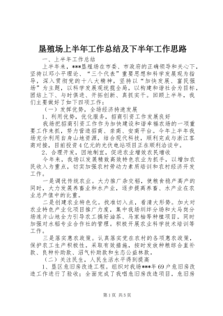 垦殖场上半年工作总结及下半年工作思路