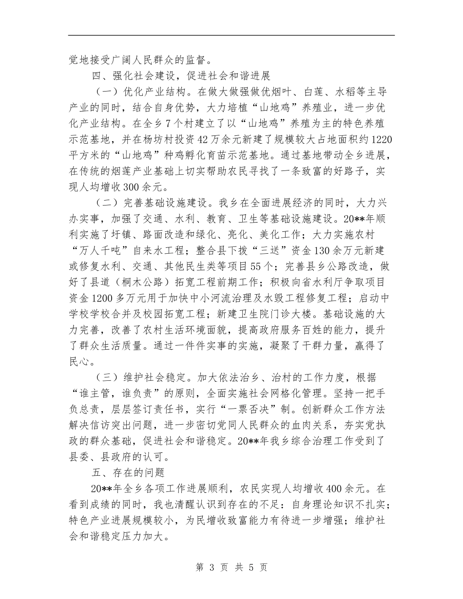 乡党委书记述德述职述廉报告_第3页