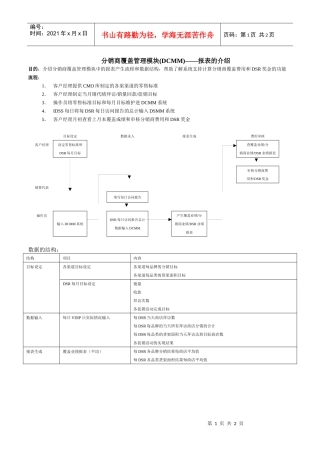 分销商覆盖管理模块(DCMM)——报表的介绍
