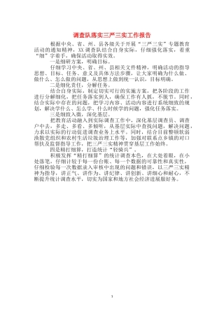 调查队落实三严三实工作报告