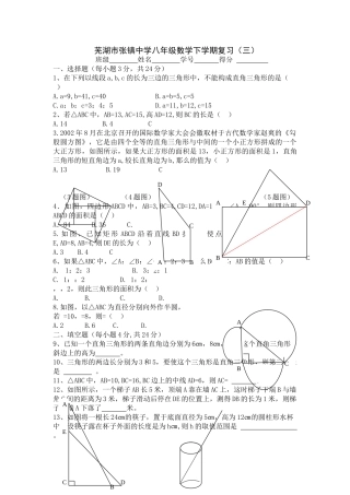 芜湖市张镇八年级数学下学期复习新课标人教版2 