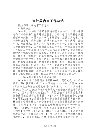 审计局内审工作总结