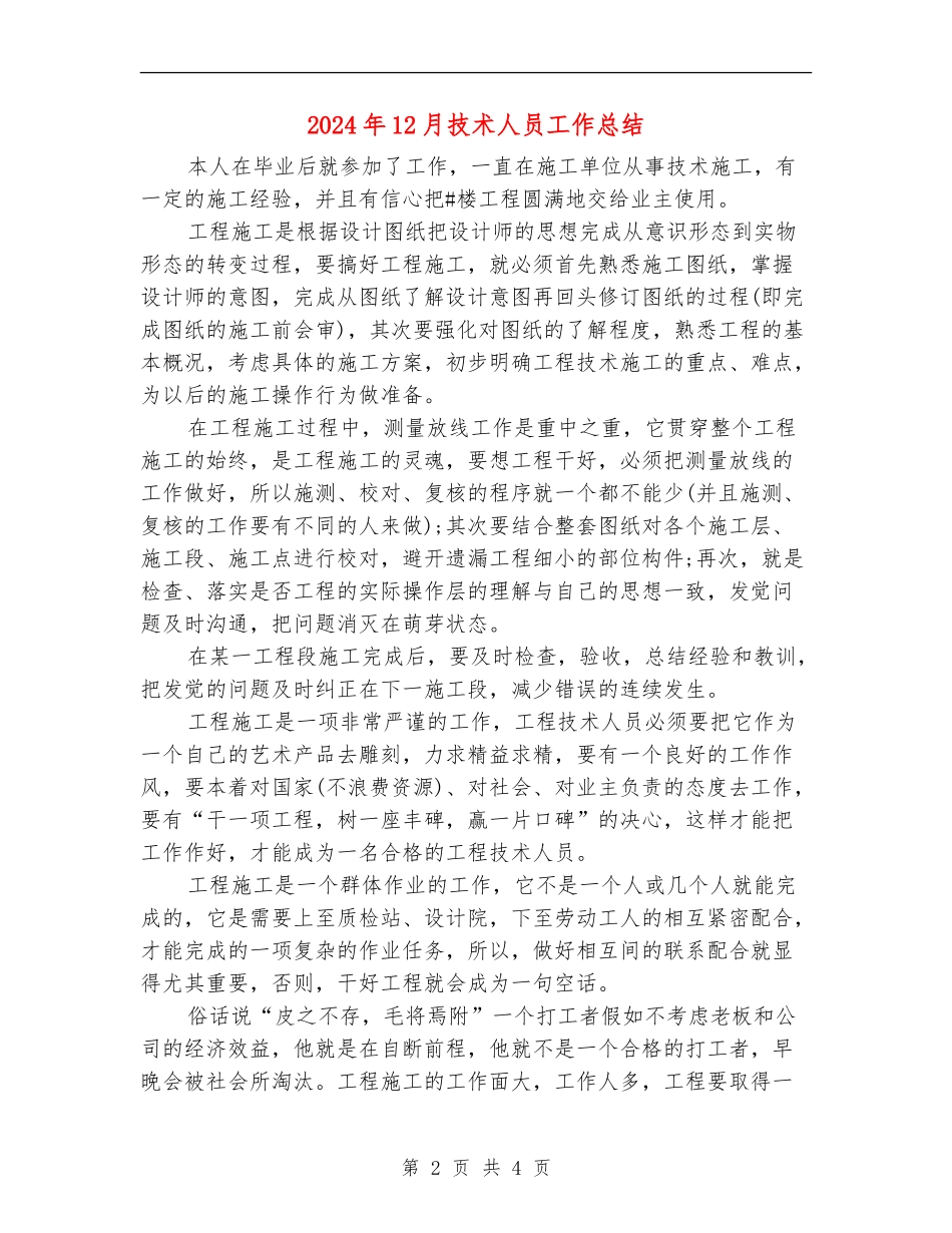 2024年12月技术人员工作总结_第2页