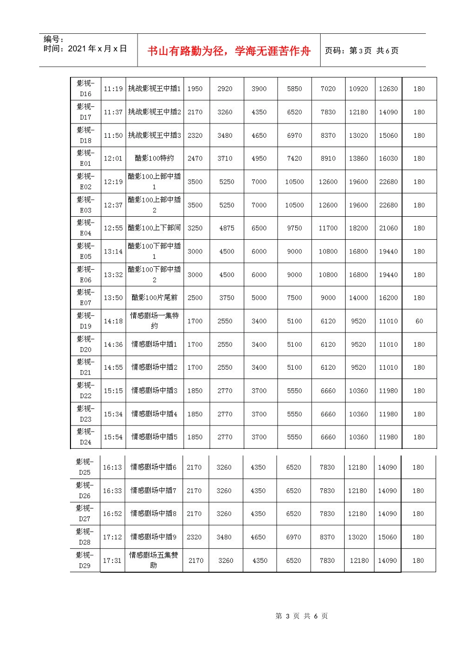 山东影视频道广告价格表_第3页
