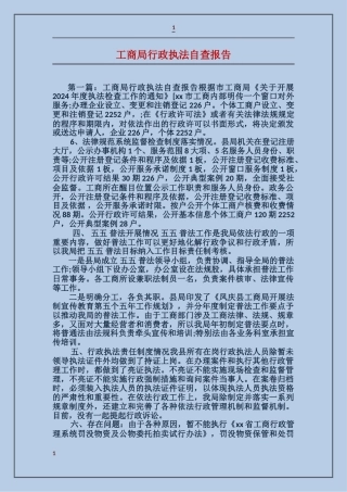 工商局行政执法自查报告