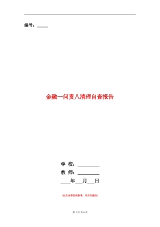 金融一问责八清理自查报告