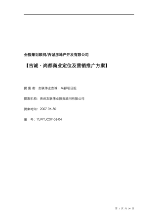 商业定位及营销推广方案