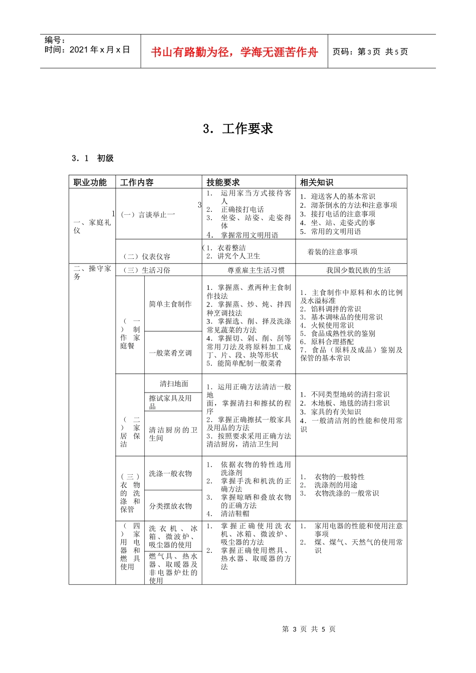 家政服务员国家职业标准_第3页