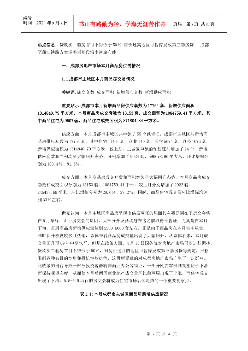 XXXX年4月成都房地产市场月度分析_18页_第2页