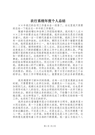 农行系统年度个人总结