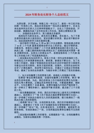 2017年财务处长财务个人总结范文