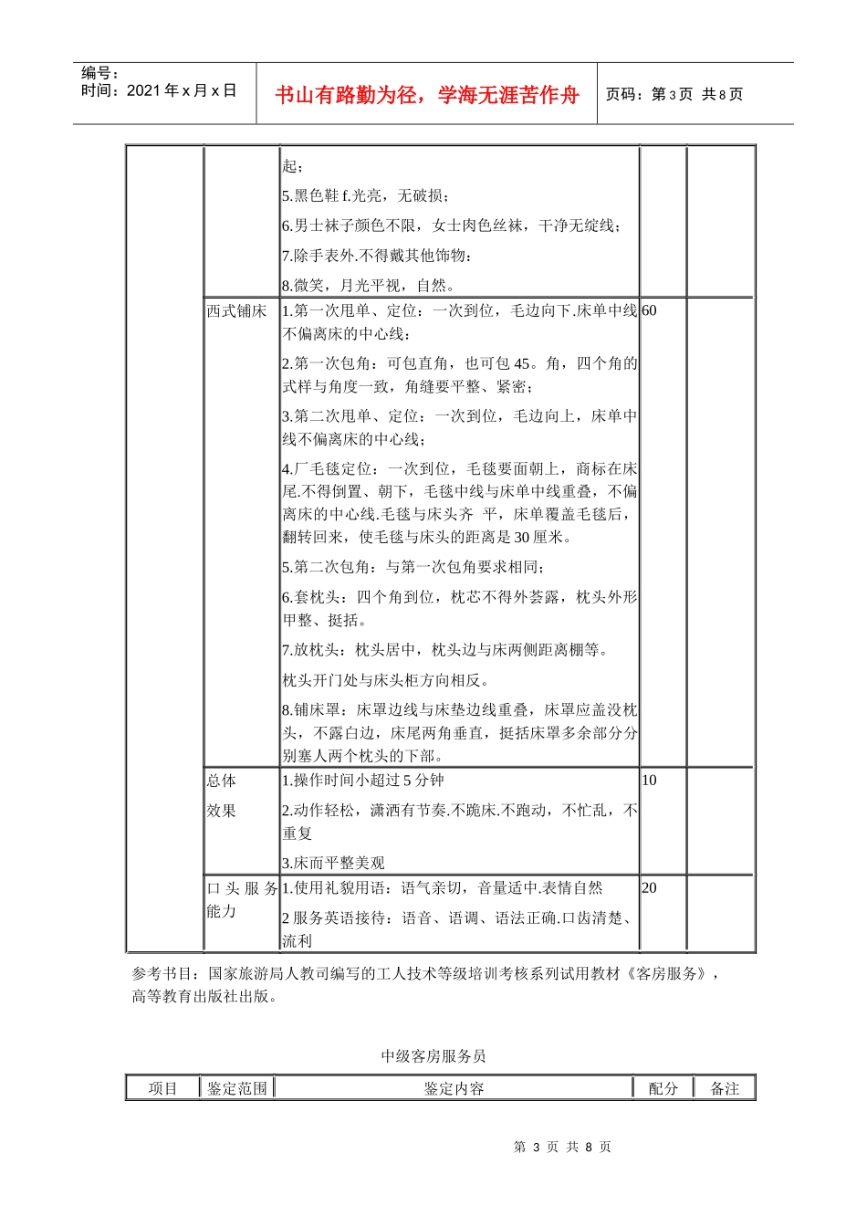 客房服务员考核大纲_第3页