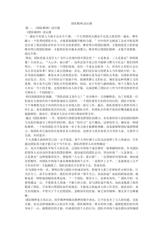 团队精神,读后感 