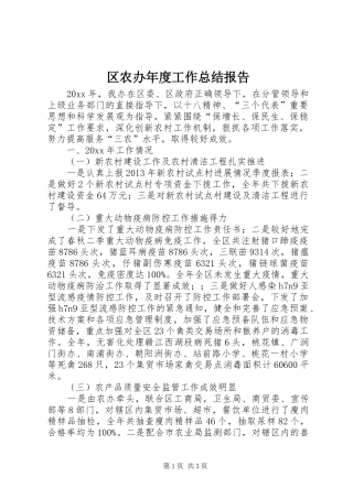 区农办年度工作总结报告