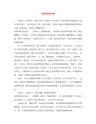 阳刚男孩读后感 