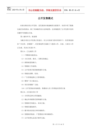 公开发售模式
