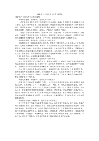 维护党外干部风清气正发言提纲 