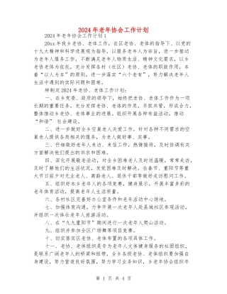 2024年老年协会工作计划