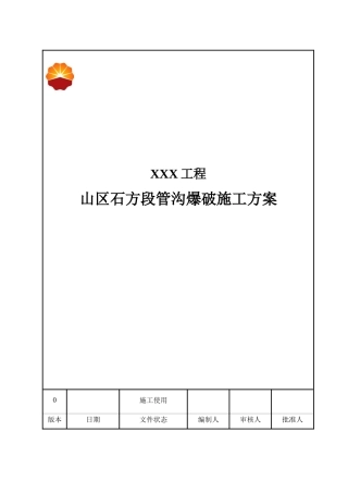 山区石方段管沟爆破施工方案(管道、管沟爆破)