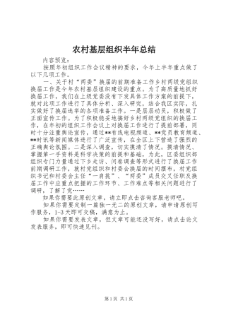 农村基层组织半年总结