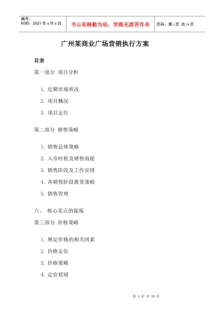 888广州某商业广场营销执行方案