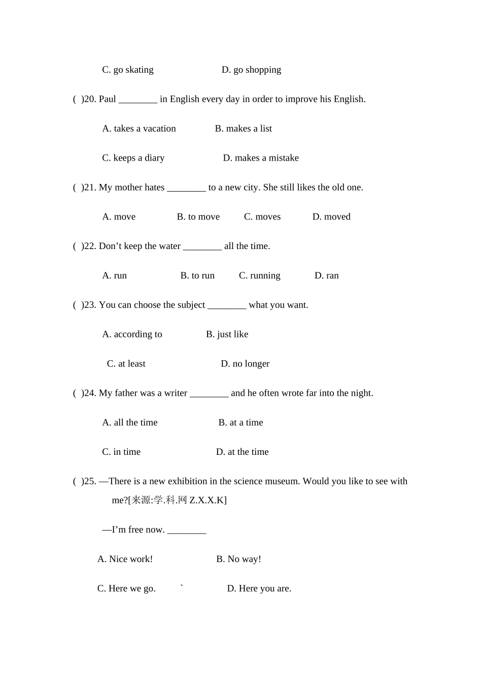 外研版九年级英语Module 10基础水平测试题及答案2 _第3页