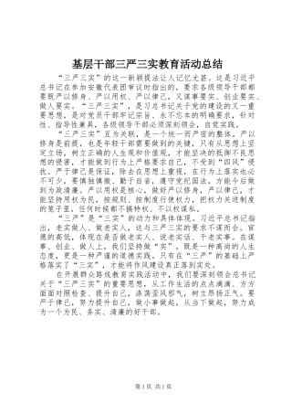 基层干部三严三实教育活动总结