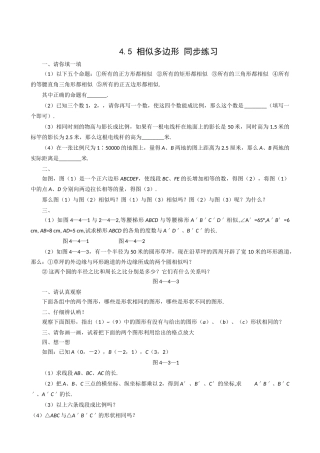 数学九年级上浙教版45相似多边形同步练习 
