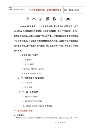 市场营销中小店操作方案