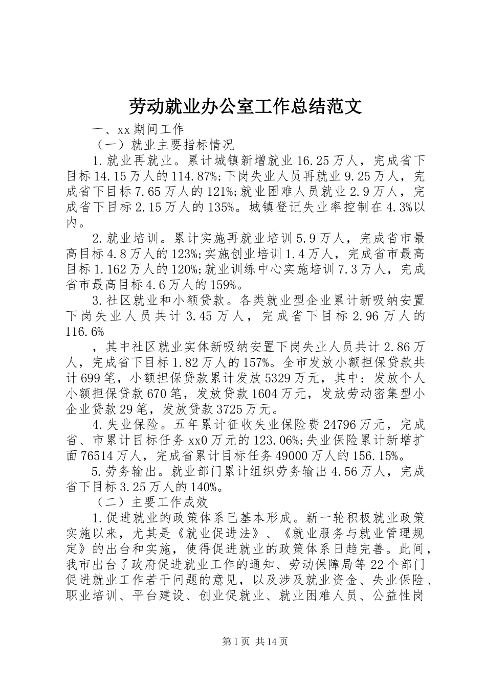 劳动就业办公室工作总结范文_第1页