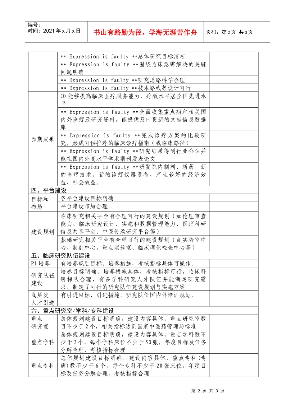 国家中医临床研究基地业务建设方案审查表-中医临床研究基地_第2页
