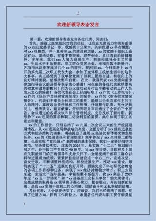 欢迎新领导表态发言