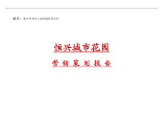 恒兴城市花园项目营销策划报告