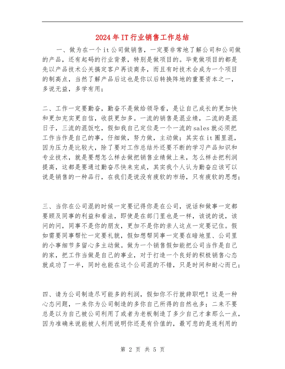 2024年IT行业销售工作总结_第2页