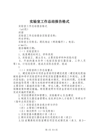 实验室工作总结报告格式