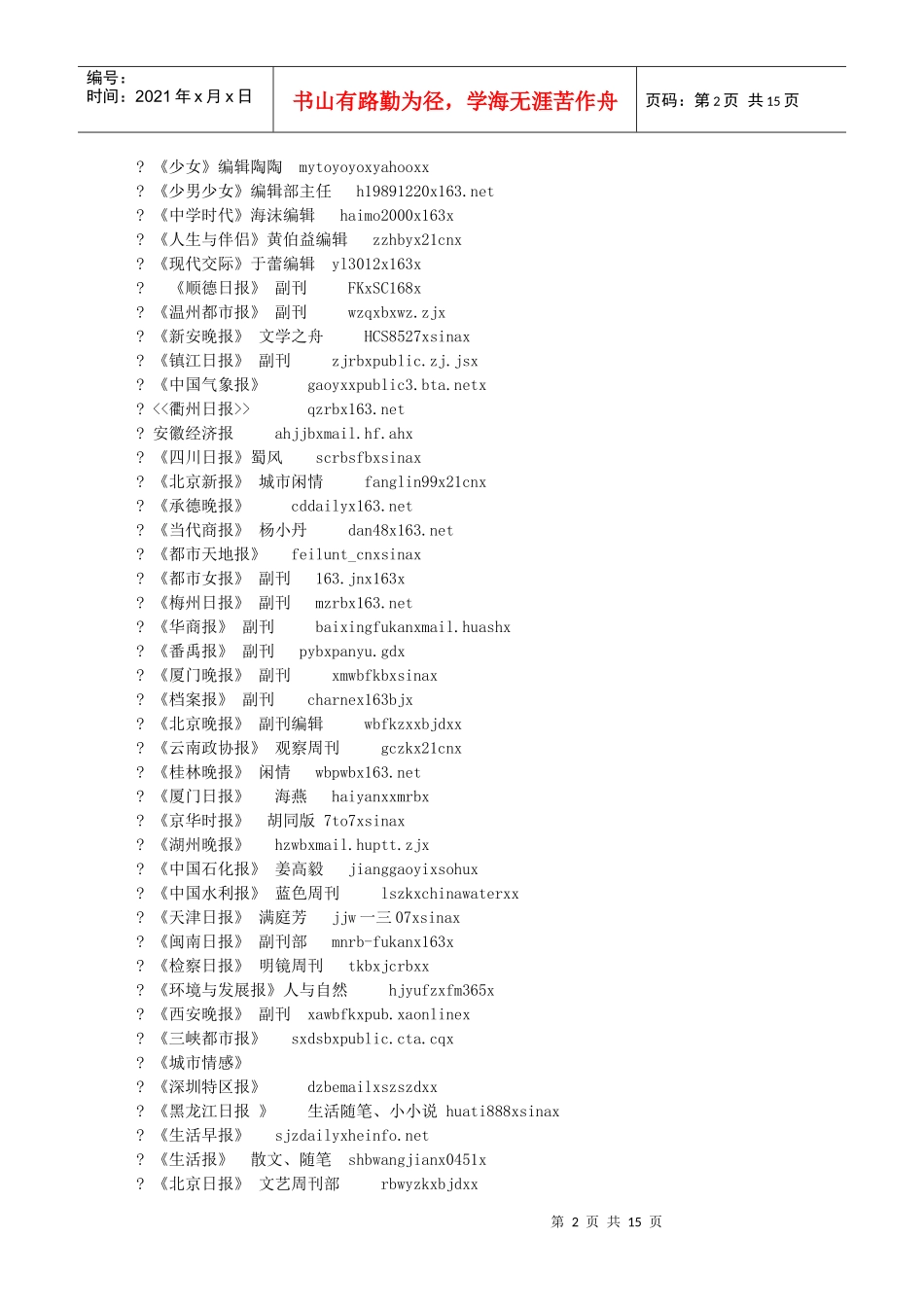 各大媒体投稿信箱介绍_第2页