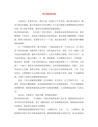 阳光男孩读后感 